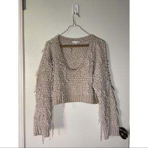 Cream Distressed Oversized Crop Sweater Wild Honey